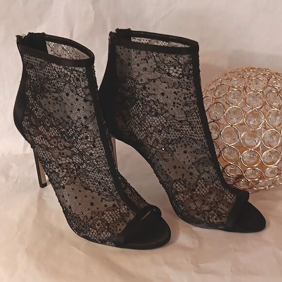 JEWEL Badgley Mischka Sheer High Booties - Picture 2 of 12